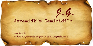 Jeremiás Geminián névjegykártya